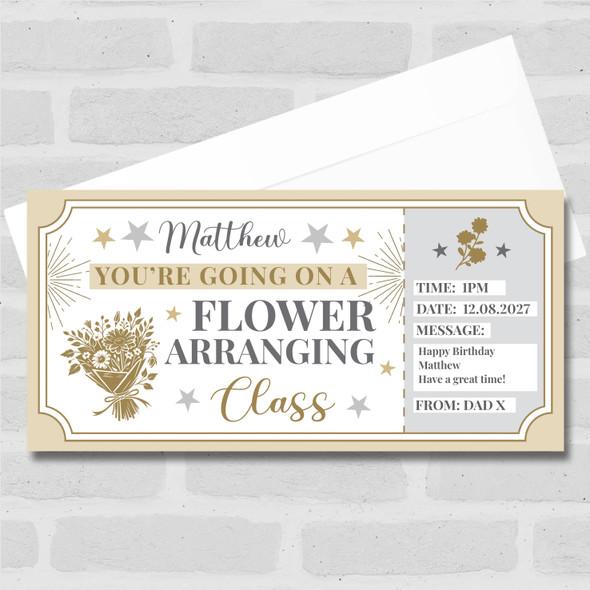 Flower Arranging Class Stars Gold Personalised Gift Voucher Surprise Ticket