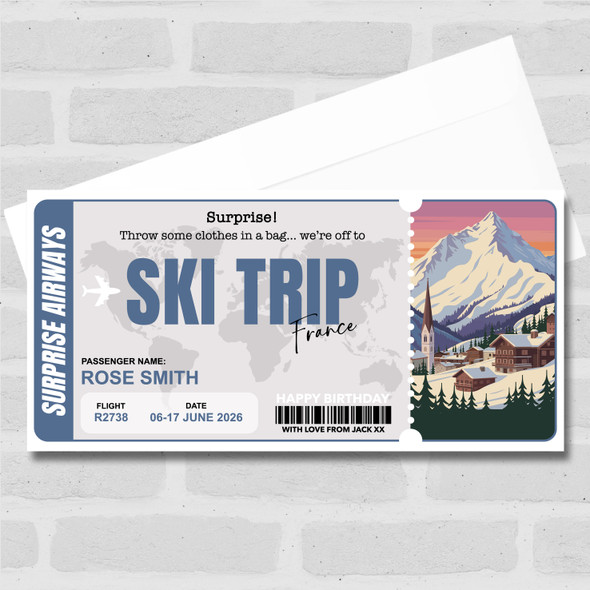 Going On A Ski Trip Personalised Gift Voucher Surprise Trip Holiday Ticket