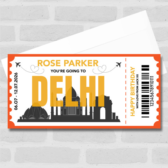 Going To Delhi Skyline Personalised Gift Voucher Surprise Trip Holiday Ticket