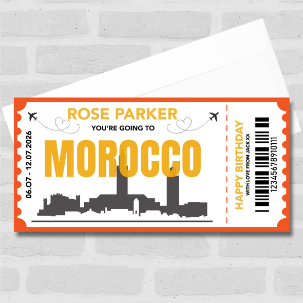 Going To Morocco Skyline Personalised Gift Voucher Surprise Trip Holiday Ticket