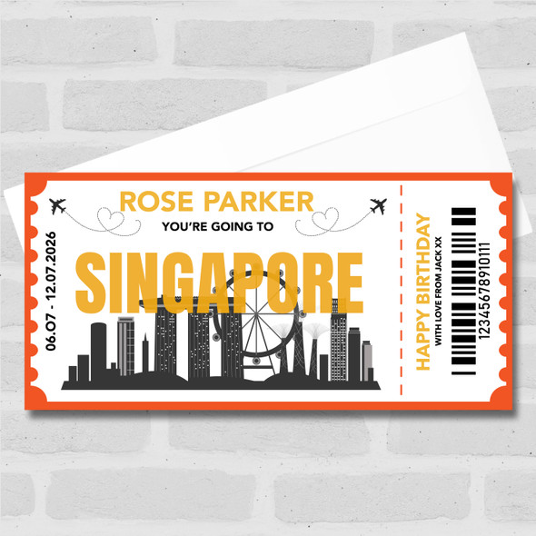 Going To Singapore Skyline Pass Personalised Gift Voucher Surprise Trip Ticket