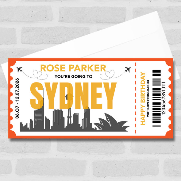 Going To Sydney Skyline Personalised Gift Voucher Surprise Trip Holiday Ticket