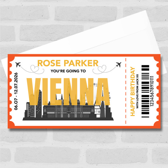 Going To Vienna Skyline Personalised Gift Voucher Surprise Trip Holiday Ticket
