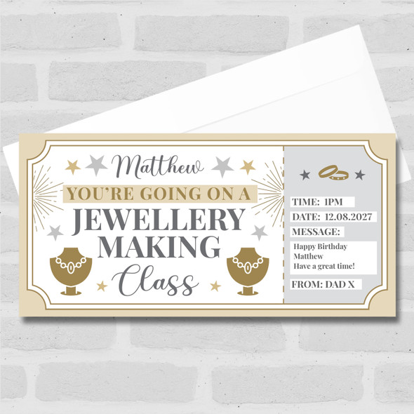 Jewellery Making Class Stars Gold Personalised Gift Voucher Surprise Ticket