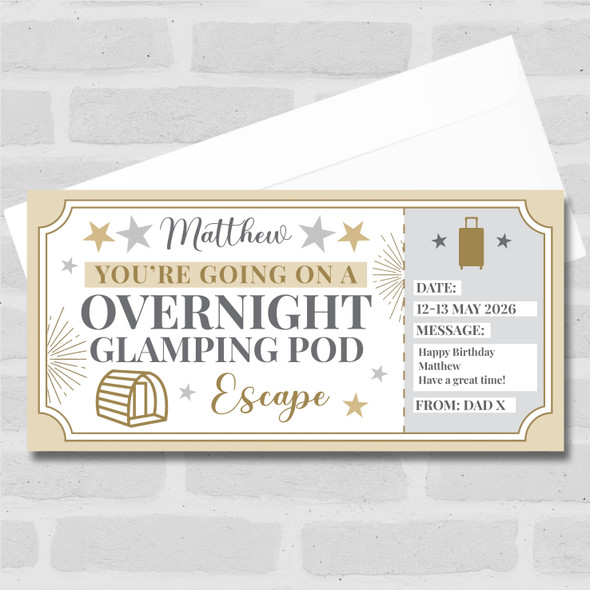 Overnight Glamping Pod Personalised Gift Voucher Surprise Trip Holiday Ticket