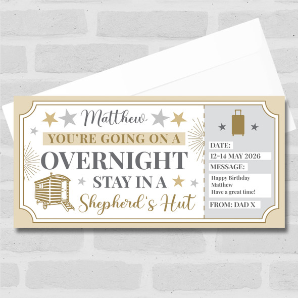 Overnight Shepherd's Hut Personalised Gift Voucher Surprise Trip Holiday Ticket