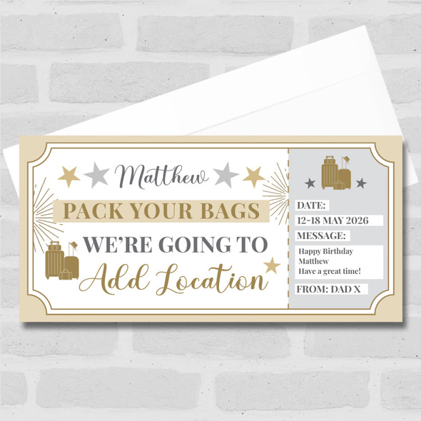 Pack Your Bags Holiday Hotel Personalised Gift Voucher Surprise Holiday Ticket