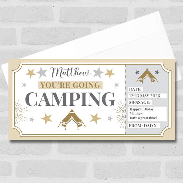 Short Break Camping Personalised Gift Voucher Surprise Trip Holiday Ticket