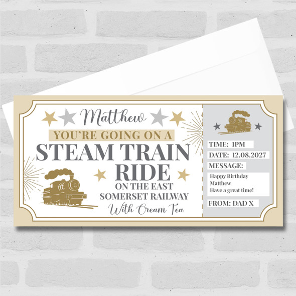 Steam Train Ride East Somerset Personalised Gift Voucher Surprise Ticket