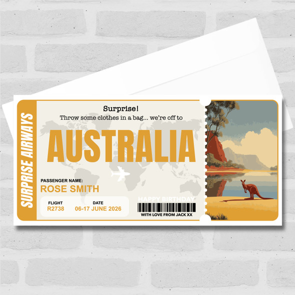 Trip To Australia Pass Personalised Gift Voucher Surprise Trip Holiday Ticket