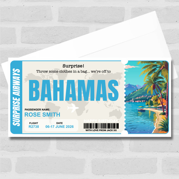 Trip To Bahamas Pass Personalised Gift Voucher Surprise Trip Holiday Ticket