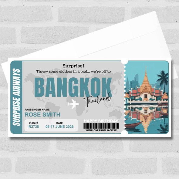 Trip To Bangkok Pass Personalised Gift Voucher Surprise Trip Holiday Ticket