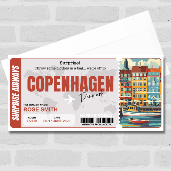 Trip To Copenhagen Pass Personalised Gift Voucher Surprise Trip Holiday Ticket