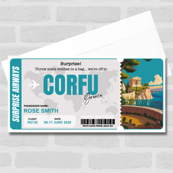 Trip To Corfu Pass Personalised Gift Voucher Surprise Trip Holiday Ticket