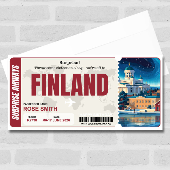 Trip To Finland Pass Personalised Gift Voucher Surprise Trip Holiday Ticket