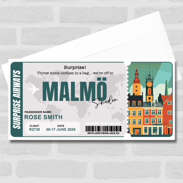 Trip To Malmo Pass Personalised Gift Voucher Surprise Trip Holiday Ticket