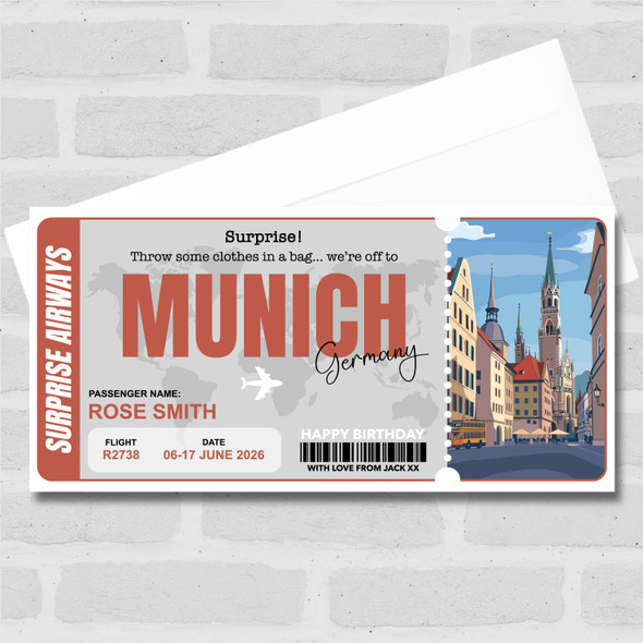 Trip To Munich Pass Personalised Gift Voucher Surprise Trip Holiday Ticket