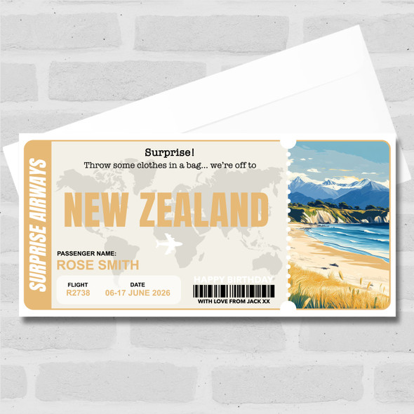 Trip To New Zealand Pass Personalised Gift Voucher Surprise Trip Holiday Ticket