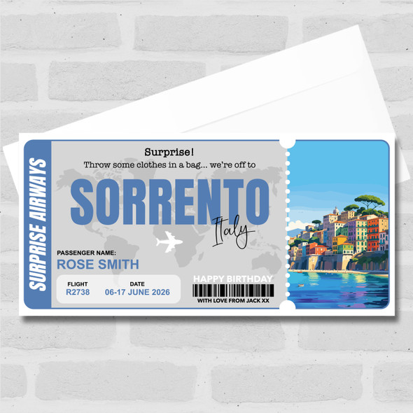 Trip To Sorrento Italy Personalised Gift Voucher Surprise Trip Holiday Ticket