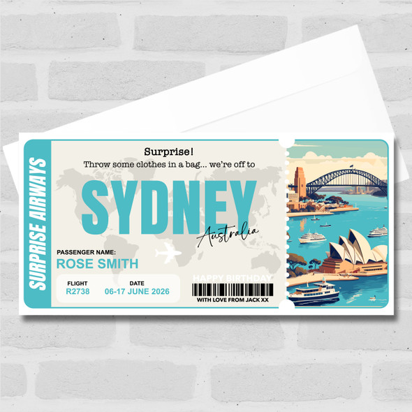 Trip To Sydney Australia Personalised Gift Voucher Surprise Trip Holiday Ticket