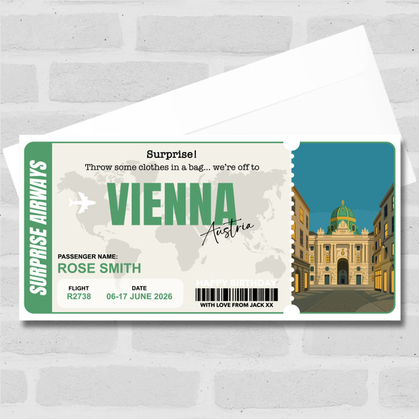 Trip To Vienna Austria Personalised Gift Voucher Surprise Trip Holiday Ticket