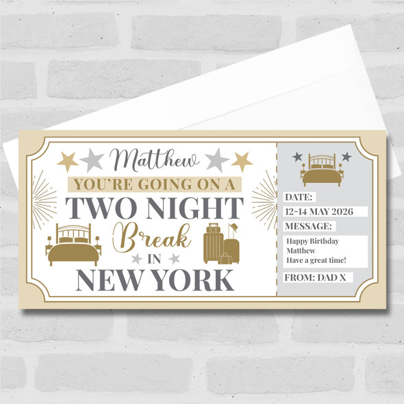 Two Night Break New York Personalised Gift Voucher Surprise Trip Holiday Ticket