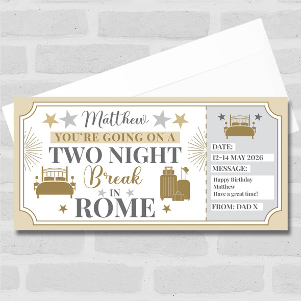 Two Night Break Rome Personalised Gift Voucher Surprise Trip Holiday Ticket