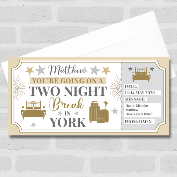 Two Night Break York Personalised Gift Voucher Surprise Trip Holiday Ticket