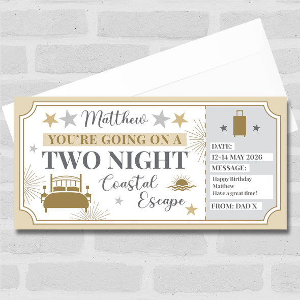 Two Night Coastal Escape Personalised Gift Voucher Surprise Trip Holiday Ticket