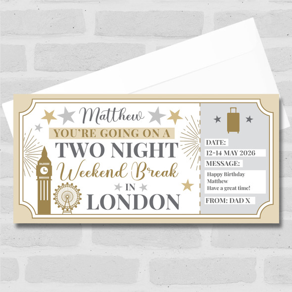 Two Night Weekend Break London Personalised Gift Voucher Surprise Holiday Ticket