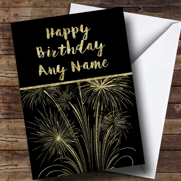 Gold Fireworks Personalised Birthday Card