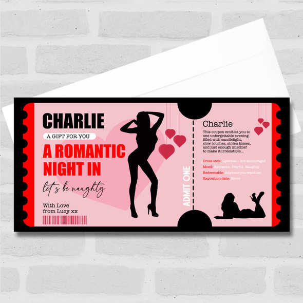 A Romantic Night In Female Personalised Surprise Ticket Gift Voucher
