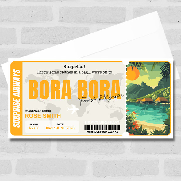 Bora Bora Polynesia Personalised Gift Voucher Surprise Trip Holiday Ticket