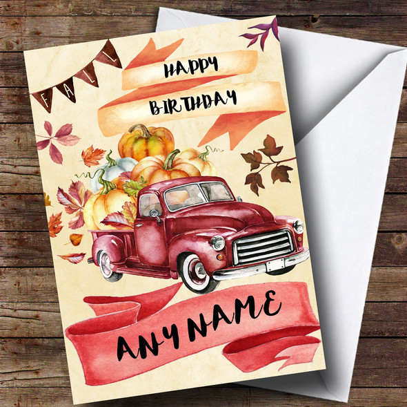 Harvest Truck Personalised Birthday Card