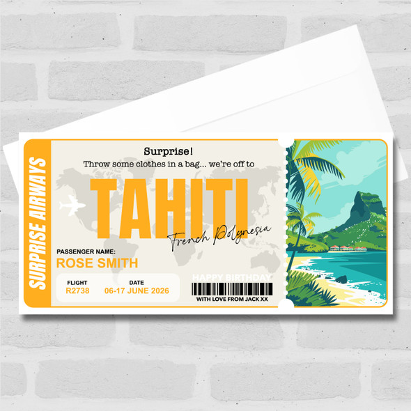 Tahiti French Polynesia Personalised Gift Voucher Surprise Trip Holiday Ticket