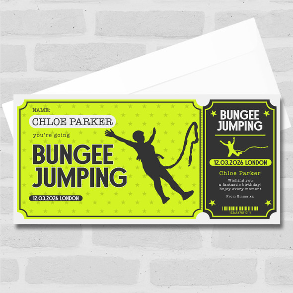 Bungee Jumping Personalised Surprise Ticket Gift Voucher
