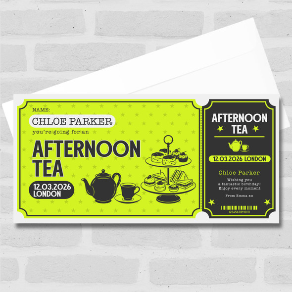 Afternoon Tea Green Personalised Surprise Ticket Gift Voucher