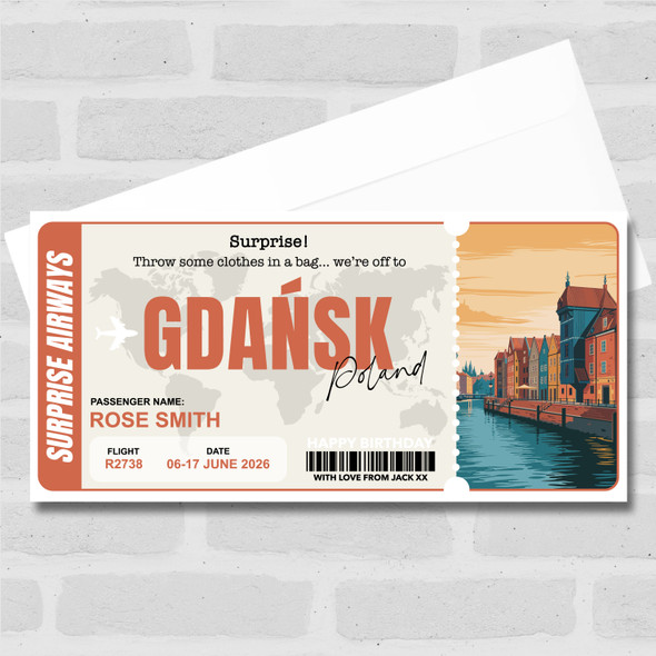 Gdansk Poland Pass Personalised Gift Voucher Surprise Trip Holiday Ticket