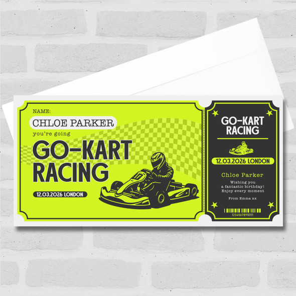 Go Kart Racing Personalised Surprise Ticket Gift Voucher