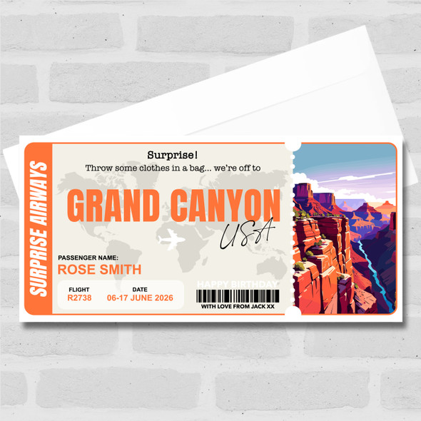Grand Canyon Pass Personalised Gift Voucher Surprise Trip Holiday Ticket