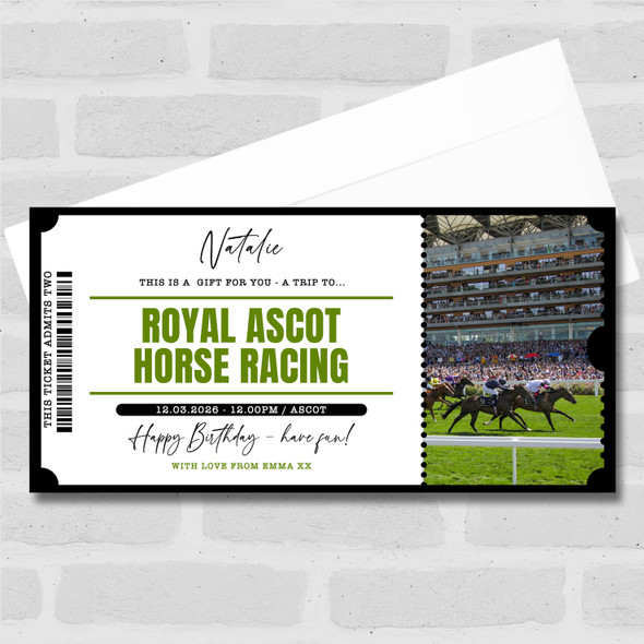 Horse Racing Day Out At Races Personalised Surprise Ticket Gift Voucher
