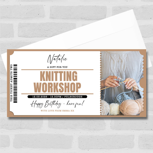 Knitting Workshop Personalised Surprise Ticket Gift Voucher