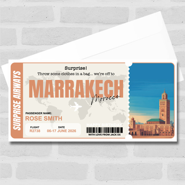 Morocco Marrakech Pass Personalised Gift Voucher Surprise Trip Holiday Ticket