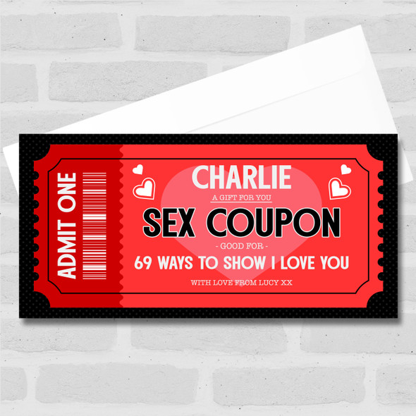 Naughty Adult Sex Coupon Personalised Surprise Ticket Gift Voucher