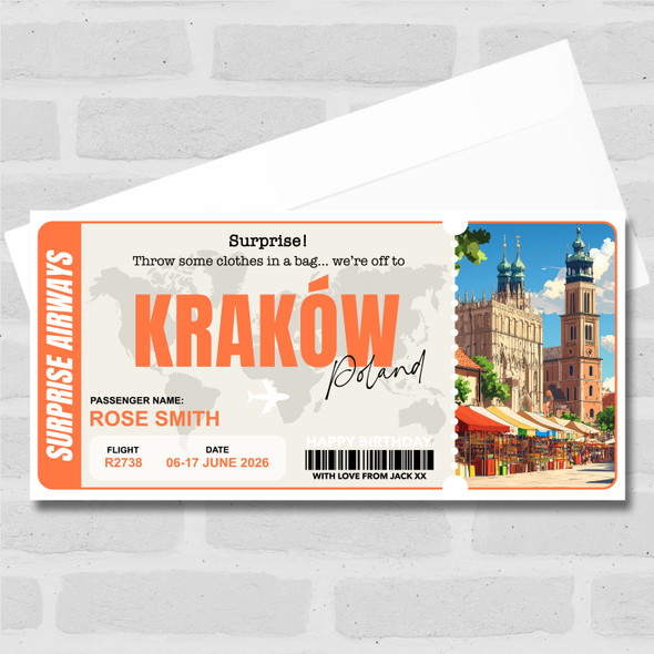 Poland Krakow Pass Personalised Gift Voucher Surprise Trip Holiday Ticket
