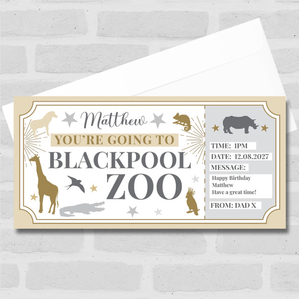 Blackpool Zoo Stars Gold Personalised Surprise Ticket Gift Voucher