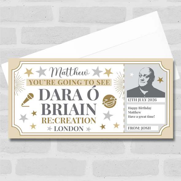 Dara O Briain Comedy Show Stars Gold Personalised Surprise Ticket Gift Voucher