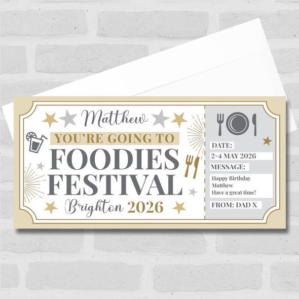 Foodies Festival Stars Gold Personalised Surprise Ticket Gift Voucher