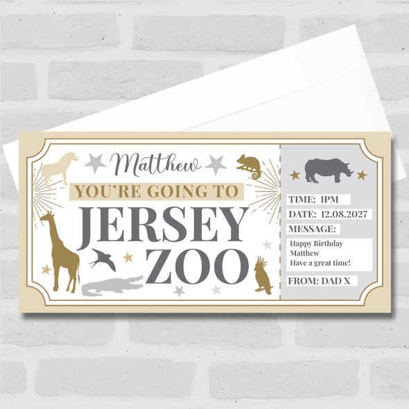 Jersey Zoo Stars Gold Personalised Surprise Ticket Gift Voucher