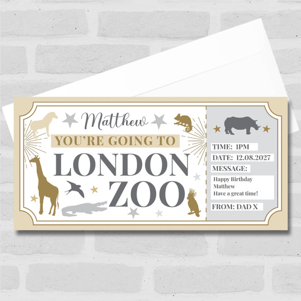 London Zoo Stars Gold Personalised Surprise Ticket Gift Voucher